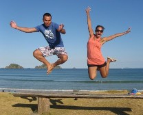 Couple Jumping for Joy on their Overland Gap Year